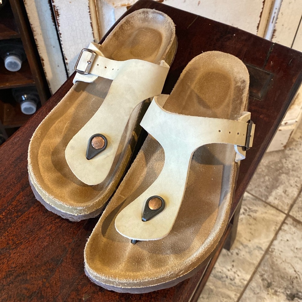 Birkenstock Gizeh Birko-Flor, Pearl White, Size 11
